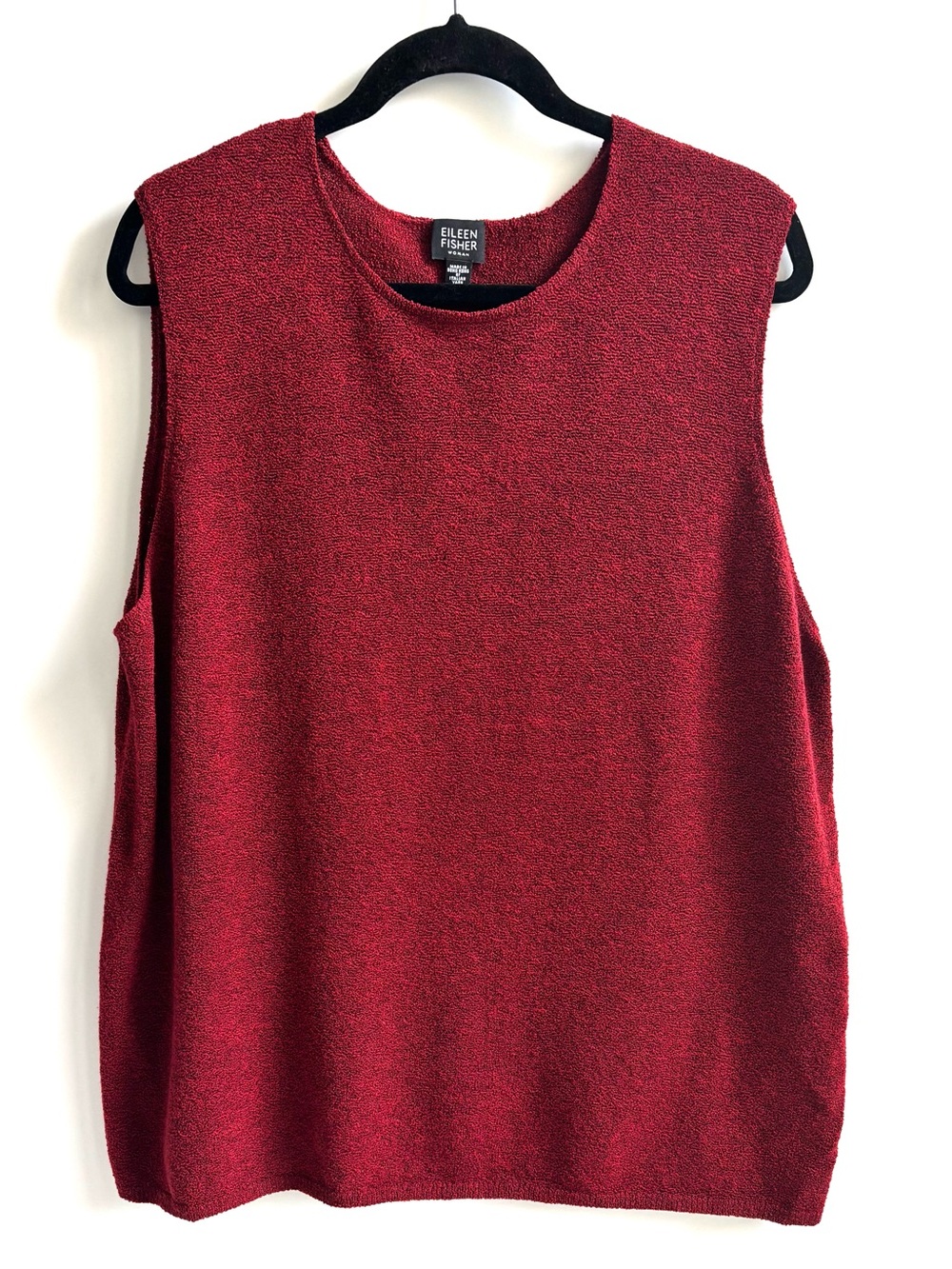Eileen Fisher Merino Wool Blend K it Top Sleeveless Blouse Red Size 2X